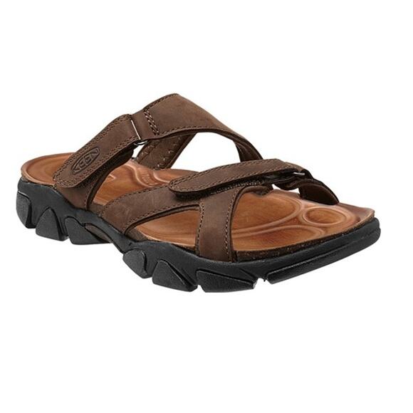 KEEN 12 Womens Tan Brown Sarasota Leather Slip On Trail Hiking Slide Sandals - Picture 1 of 15
